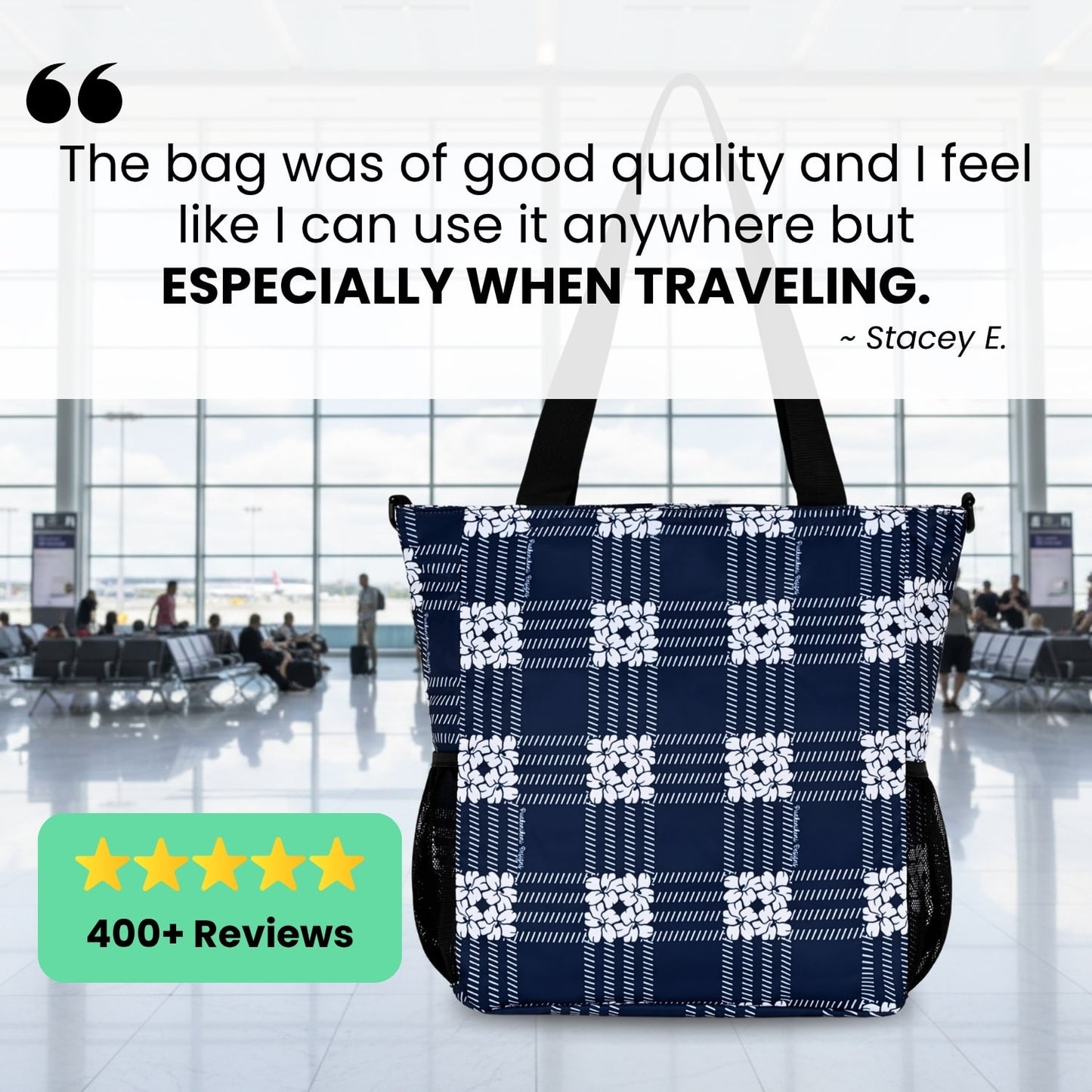 Holoholo Bag with Crossbody Strap (Puakenikeni Palaka Blue)