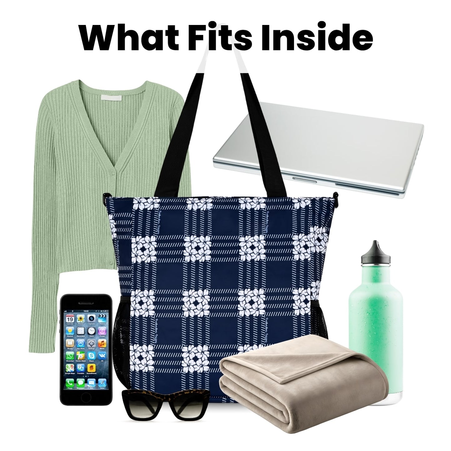 Holoholo Bag with Crossbody Strap (Puakenikeni Palaka Blue)