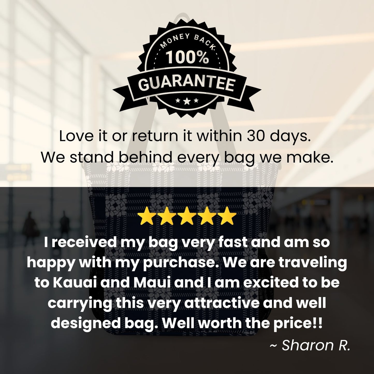 Holoholo Bag with Crossbody Strap (Puakenikeni Palaka Blue)