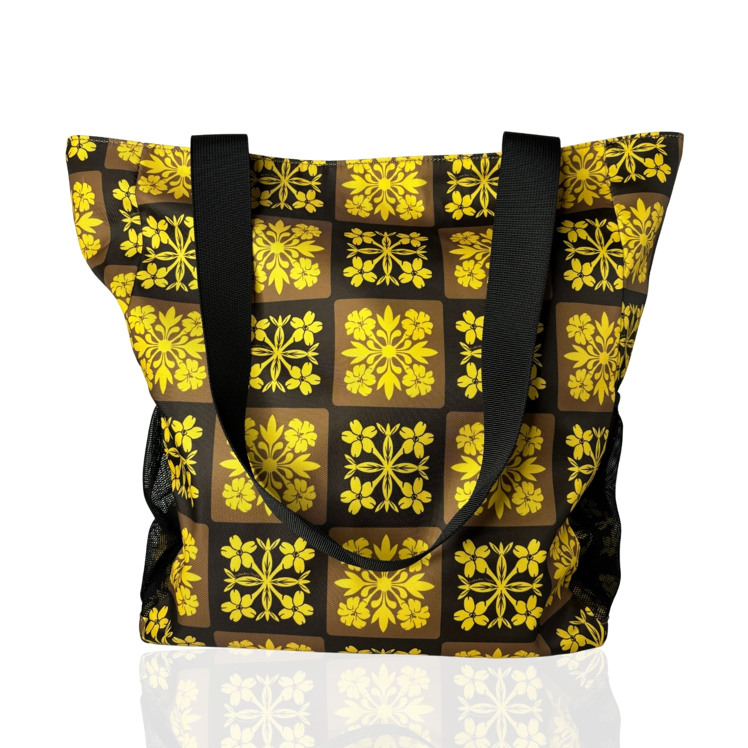 holoholo bag with pua kenikeni flowers - brown and yellow from Puakenikeni Designs