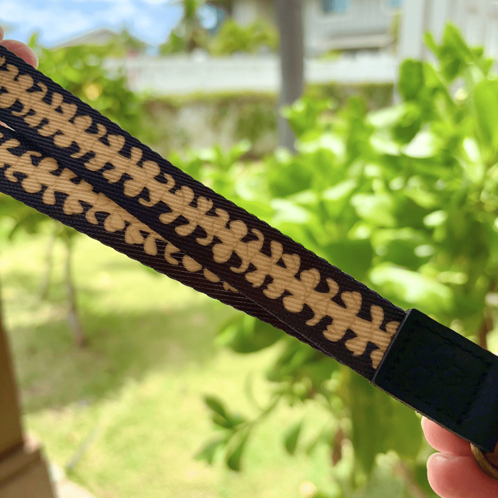 breakaway lanyards for id badges and teachers with beige puakenikeni lei by Puakenikeni Designs close up to lanyard strap