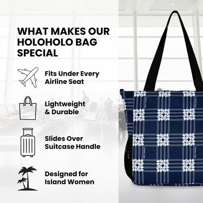 Holoholo Bag with Crossbody Strap (Puakenikeni Palaka Blue)