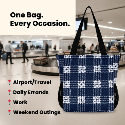 Holoholo Bag with Crossbody Strap (Puakenikeni Palaka Blue)