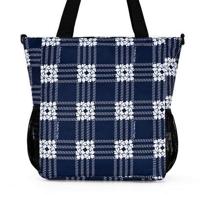 Holoholo Bag with Crossbody Strap (Puakenikeni Palaka Blue)