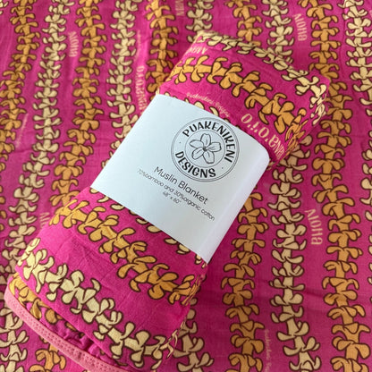 puakenikeni lei muslin blanket - Puakenikeni Box - February 2025 - from Puakenikeni Designs