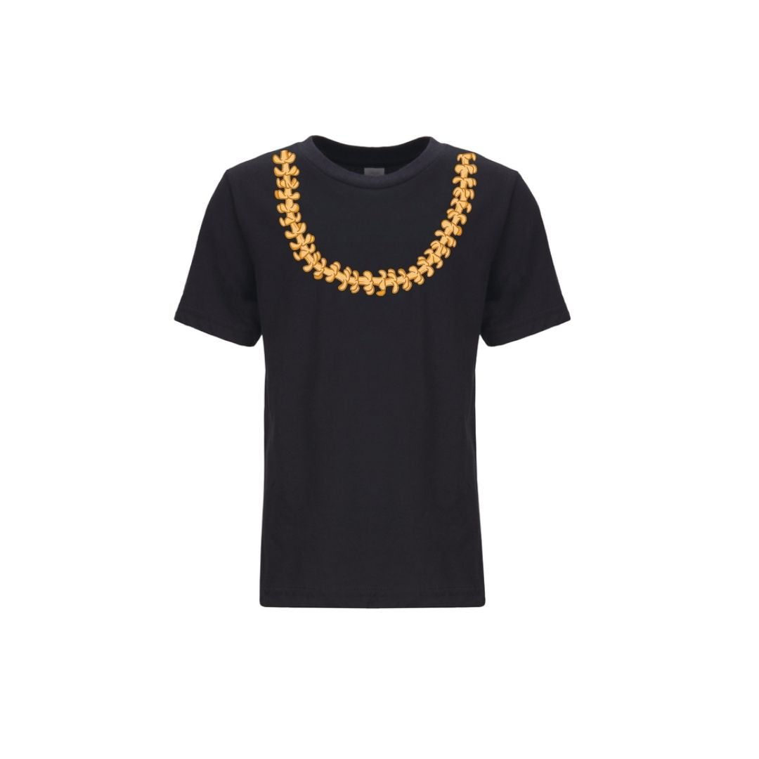 Kids Puakenikeni Lei T-Shirts (Black/Orange Lei)